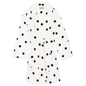 Victoria's Secret White and Black Polka Dot Robe
